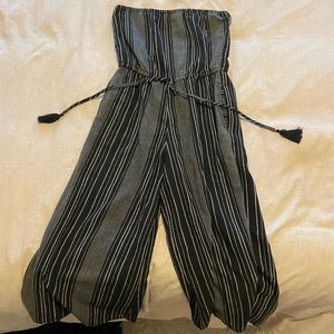 Black and white strapless jumpsuit